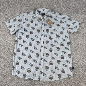 Patagonia Shirt Mens 2XL Summer‎ Plant Wool White Go To Organic Cotton Button
